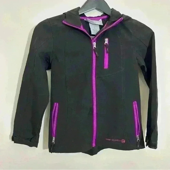 Free Country Girl Jacket Full Zip Water Resistant Hood Activewear Black Size S - Picture 1 of 7